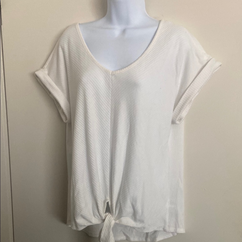 New York Laundry Cream Relaxed Tie-Front Tee